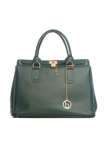 Lucca Baldi Leren handtas "Nure" donkergroen - (B)36 x (H)28 x (D)18 cm