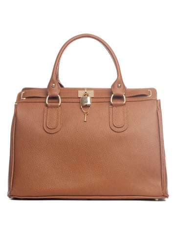 Lia Biassoni Leren handtas "Nure" lichtbruin - (B)36 x (H)28 x (D)18 cm