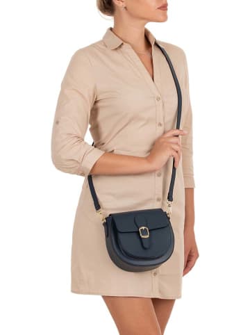 Lia Biassoni Leren schoudertas "Accesa" donkerblauw - (B)24 x (H)18 x (D)12 cm