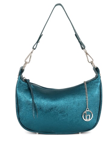 Lucca Baldi Leder-Schultertasche "Caldonazzo" in Blau - (B)30 x (H)17 x (T)7 cm