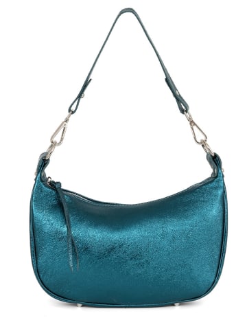 Lucca Baldi Leren schoudertas "Caldonazzo" blauw - (B)30 x (H)17 x (D)7 cm