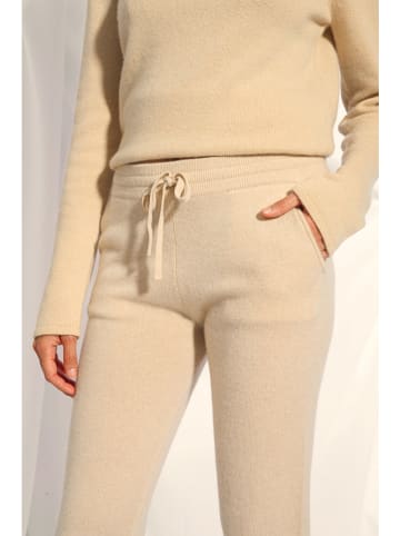 Just Cashmere Kaszmirowe spodnie "Wendy" w kolorze beżowym