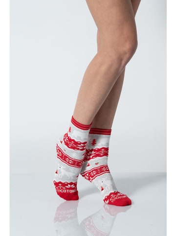 COTONELLA Socken in Grau/ Rot