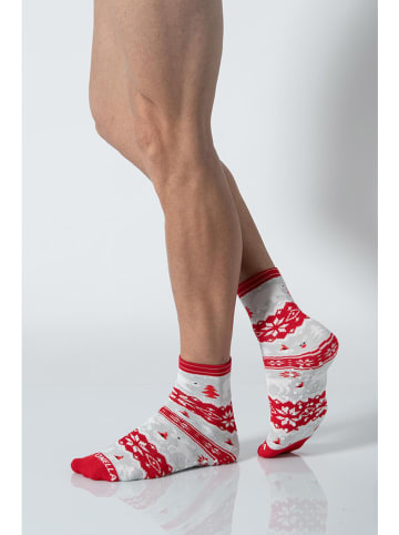 COTONELLA Socken in Grau/ Rot