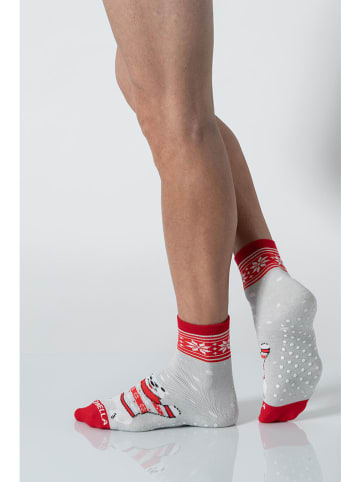 COTONELLA Socken in Grau/ Rot