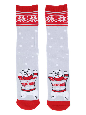 COTONELLA Socken in Grau/ Rot