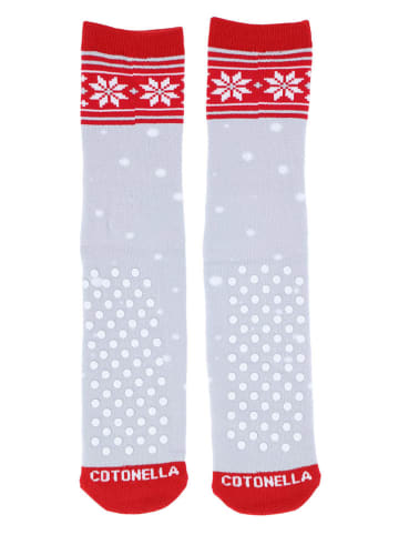 COTONELLA Socken in Grau/ Rot