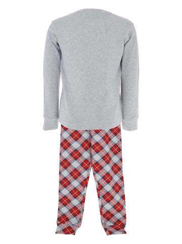 COTONELLA Pyjama in Grau/ Rot