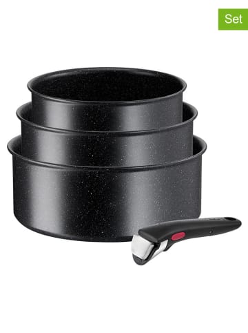 Tefal 4-delige steelpannenset "Black Stone" zwart