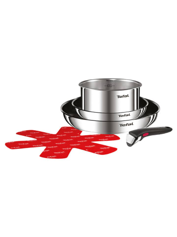 Tefal 5-delige roestvrijstalen pannenset "Emotion" zwart/zilverkleurig