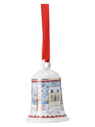 Hutschenreuther Christbaumglocke "Weihnachtsglocke" in Rot/ Weiß - (H)7,5 x Ø 5,3 cm