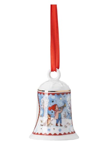 Hutschenreuther Christbaumglocke "Weihnachtsglocke" in Rot/ Weiß - (H)7,5 x Ø 5,3 cm