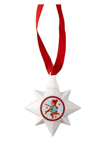 Hutschenreuther Christbaumstern "Geige" in Weiß/ Rot - Ø 7 cm