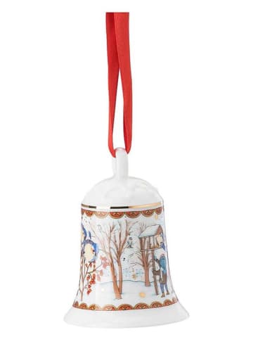 Hutschenreuther Christbaumglocke "Weihnachtsglocke 23" in Weiß/ Rot - (H)7 x Ø 5,3 cm