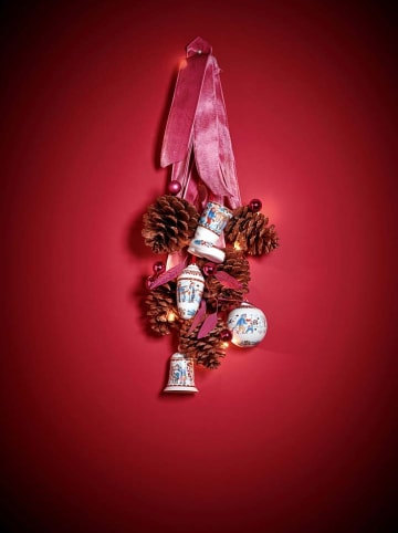 Hutschenreuther Kerstklok "Kerstklok 23" wit/rood - (H)7 x Ø 5,3 cm