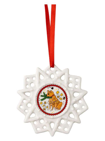 Hutschenreuther Christbaumstern "Hund" in Rot/ Weiß - Ø 7,5 cm