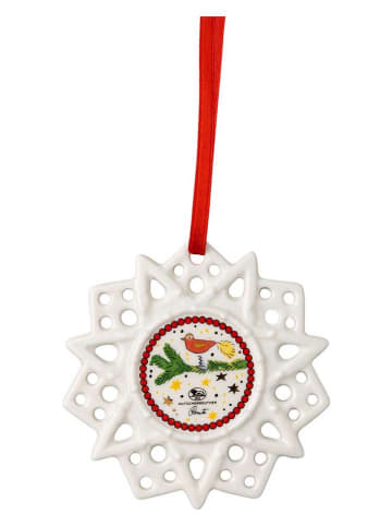 Hutschenreuther Christbaumstern "Hund" in Rot/ Weiß - Ø 7,5 cm