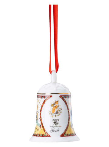 Hutschenreuther Christbaumglocke "Weihnachtsglocke 24" in Weiß/ Rot - (H)7 x Ø 5,3 cm