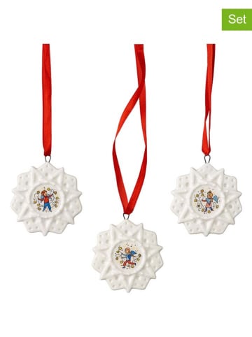 Hutschenreuther 3-delige set: kerststerren "Kerstlichtjes" wit/rood - Ø 6 cm
