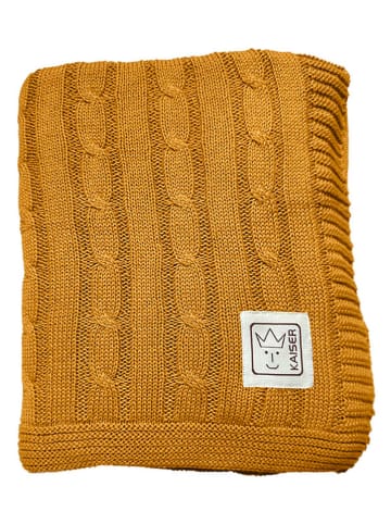 Kaiser Naturfellprodukte Kocyk niemowlęcy "Cable Knitt" w kolorze żółtym - 100 x 80 cm
