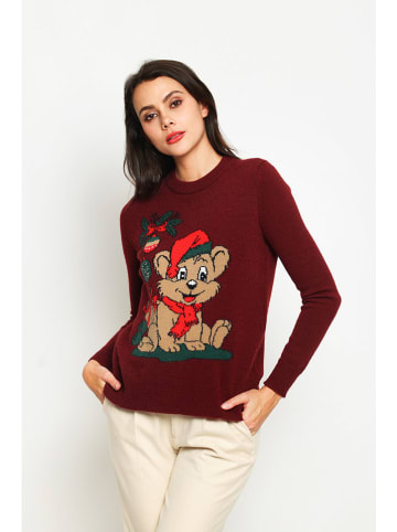 ASSUILI Sweter w kolorze bordowym