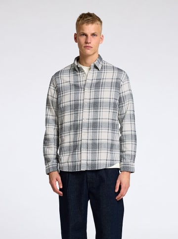 SELECTED HOMME Hemd in Grau/ Weiß