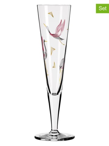 RITZENHOFF 2-delige set: champagneglazen "Gold night Kordes" lichtroze - 205 ml