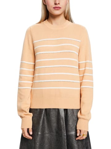 ESPRIT Pullover in Apricot/ Weiß