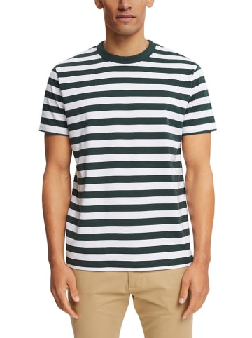 ESPRIT Shirt in Dunkelgrün/ Weiß