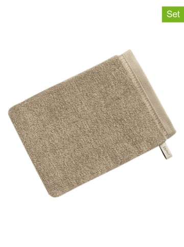ESPRIT 6er-Set: Waschhandschuhe ''Modern Solid'' in Beige
