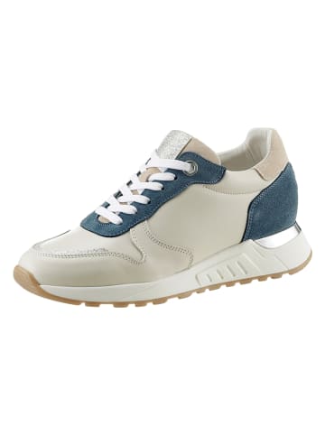 Heine Leren sneakers beige/donkerblauw