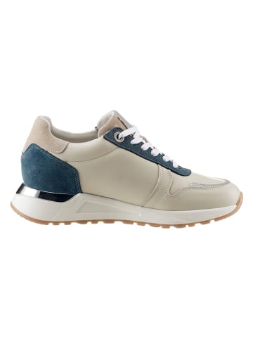 Heine Leder-Sneakers in Beige/ Dunkelblau