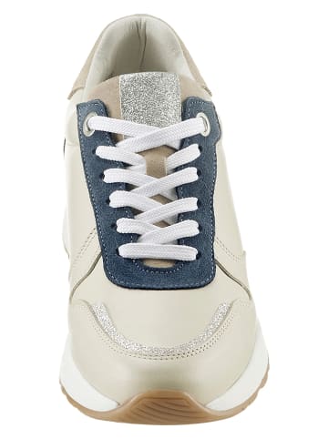 Heine Leder-Sneakers in Beige/ Dunkelblau