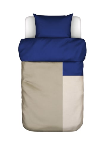 Marc O'Polo Satin-Bettwäsche-Set ''Ewon'' in Beige/ Dunkelblau