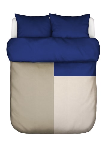 Marc O'Polo Satin-Bettwäsche-Set ''Ewon'' in Beige/ Dunkelblau