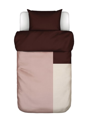 Marc O'Polo Satin-Bettwäsche-Set "Ewon" in Bordeaux/ Rosa/ Creme