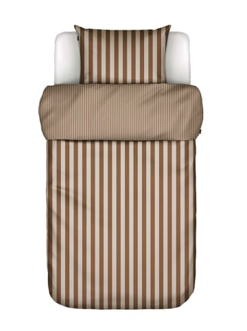 Marc O'Polo Satin-Bettwäsche-Set " Classic Stripe" in Hellbraun/ Creme