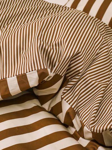 Marc O'Polo Satin-Bettwäsche-Set " Classic Stripe" in Hellbraun/ Creme