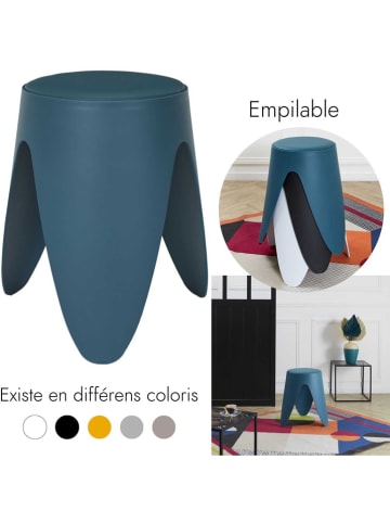 Rétro Chic Hocker ''Eve'' in Dunkelblau - (H)46 - Ø 30 cm
