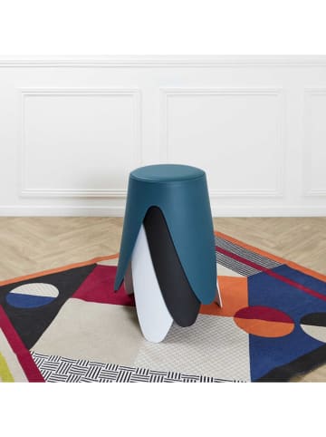 Rétro Chic Hocker ''Eve'' in Dunkelblau - (H)46 - Ø 30 cm