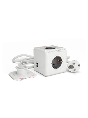 Designnest Stopcontactvermeningvuldiger ''PowerCube'' wit/zwart - (B)7 x (H)7 x (D)11 cm