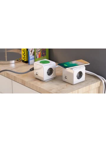 Designnest Laadstation ''PowerCube'' wit/groen - (B)7 x (H)7 x (D)11 cm