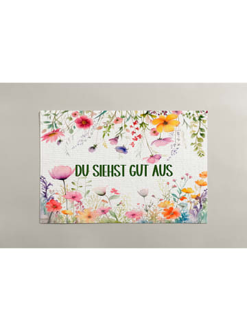 Madre Selva Badvorleger "Flowers gut aus" in Weiß/ Bunt - (L)40 x (B)50 cm