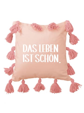 Folkifreckles Kissen "Leben" in Rosa - (L)45 x (B)45 cm