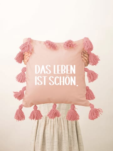 Folkifreckles Kissen "Leben" in Rosa - (L)45 x (B)45 cm