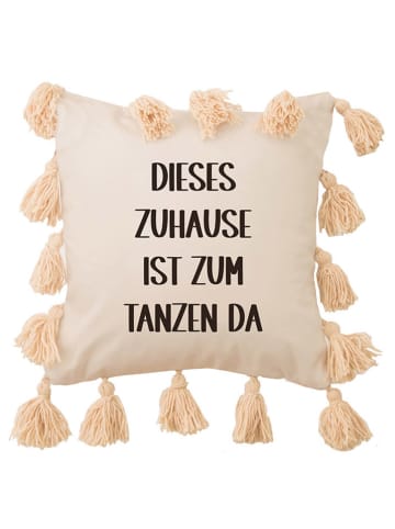 Folkifreckles Kissen "Tanzen" in Beige - (L)45 x (B)45 cm
