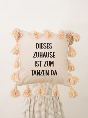 Folkifreckles Kissen "Tanzen" in Beige - (L)45 x (B)45 cm
