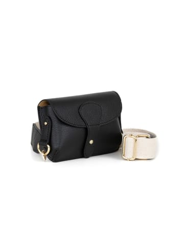 Anna Morellini Leder-Umhängetasche "Giusy" in Schwarz - (B)19 x (H)13 x (T)3 cm