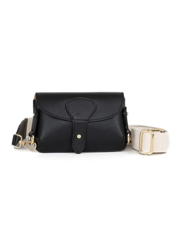 Anna Morellini Leder-Umhängetasche "Giusy" in Schwarz - (B)19 x (H)13 x (T)3 cm