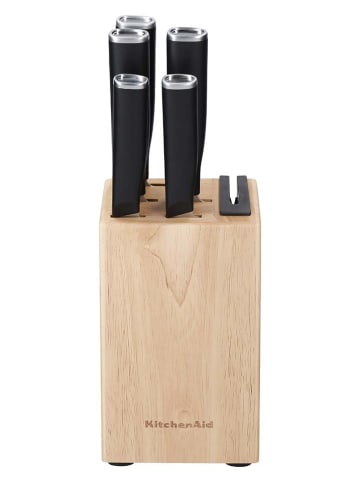 KitchenAid 6tlg. Messerblock-Set in Hellbraun/ Schwarz